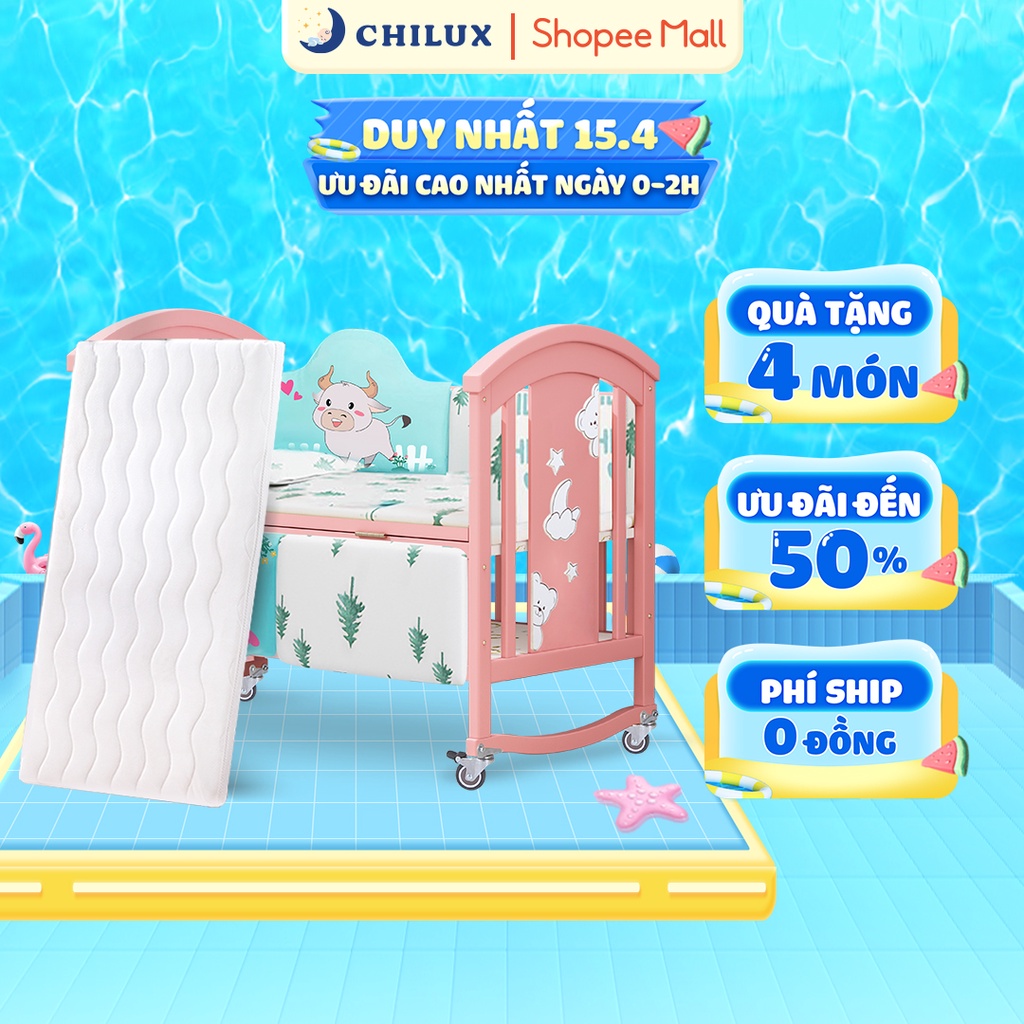 Nôi cũi cho bé sơ sinh Chilux Peace Pink - Đa năng 6 chế độ - Sản xuất tại Việt Nam, chất lượng quốc tế