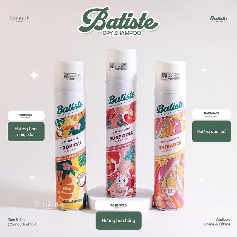 Dầu gội khô Batiste Dry Shampoo 200ml