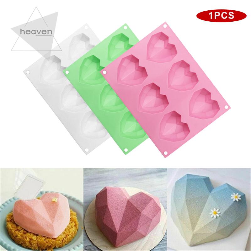 Khuôn Làm Bánh Chất Liệu Silicone Tự Làm Có 6 Ô Hình Trái Tim