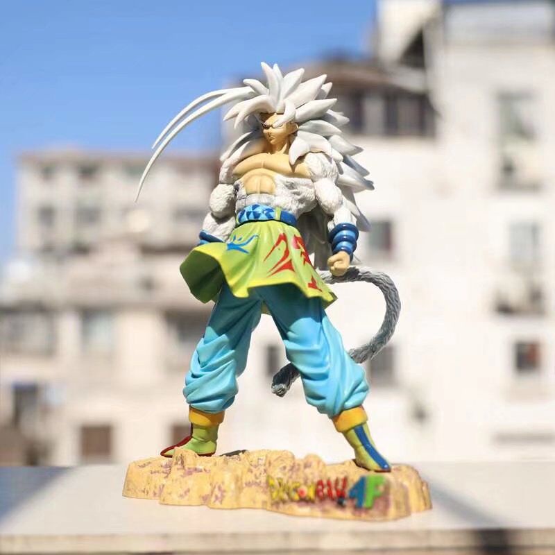 Sản phẩm mới tại chỗ anime bảy viên ngọc rồng mũgk super saiyan monkey king super five white hair goku hình đóng hộp mô hình trang trí hình kỳ nghỉ