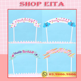 Cờ vòm happybirday trang trí bánh kem, trang trí bánh sinh nhật