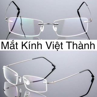 [ NHẸ NHƯ KHÔNG ĐEO ] Mắt Kính TITAN Mềm Dẻo Nhẹ Gọng Kính Khoan Lỗ Không Viền Không Khung Kính Giả Cận