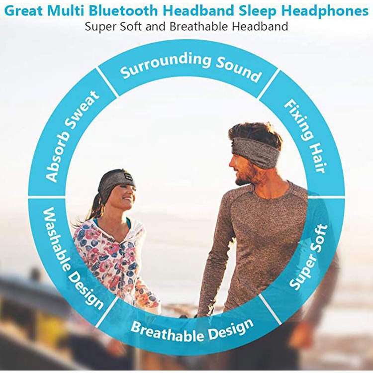 Băng Đô Thể Thao Tích Hợp Tai Nghe Bluetooth Siêu Mỏng Mềm Co Giãn Thoải Mái ​Mặt Nạ Mắt Nghe Nhạc Không Dây