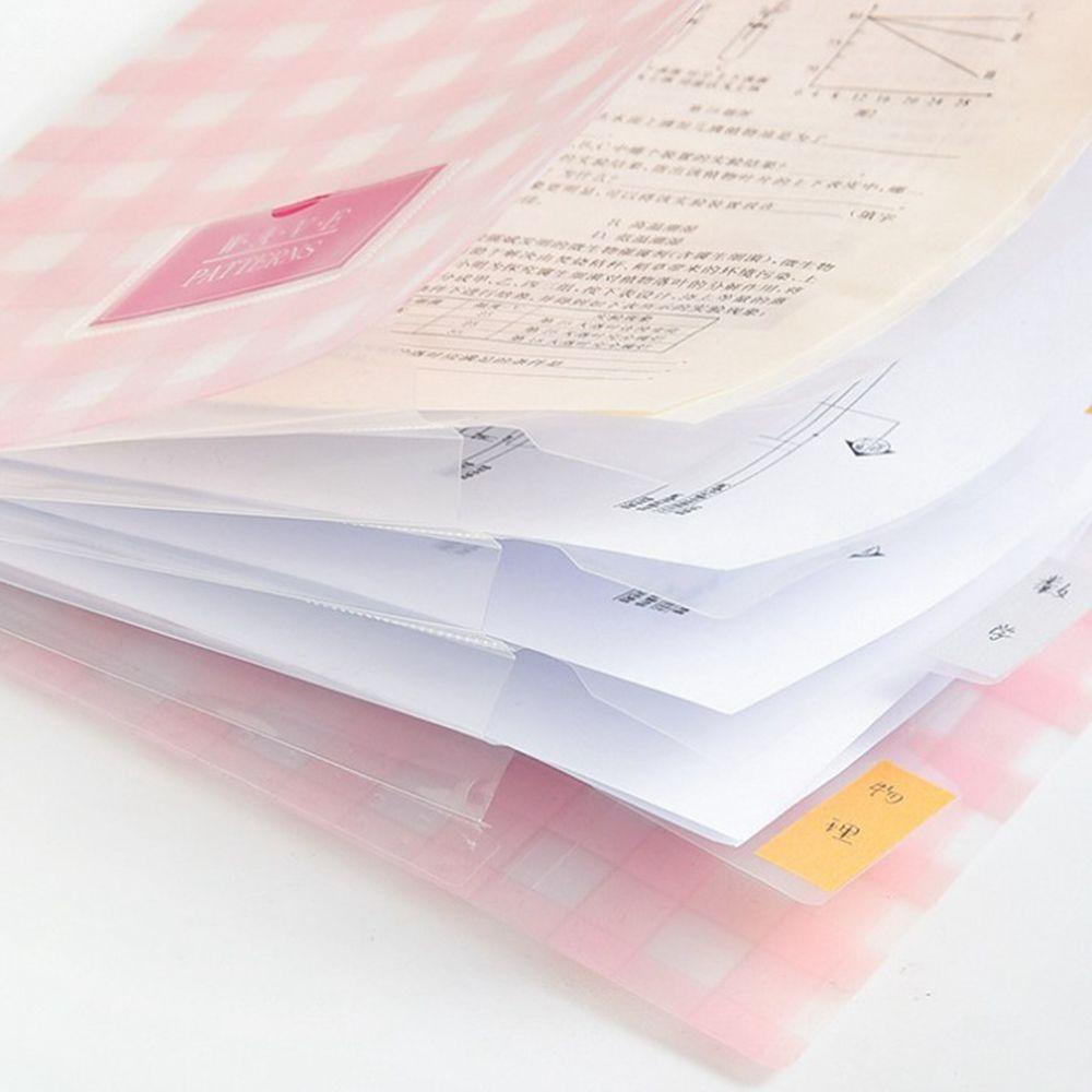 Túi Đựng Tài Liệu 5 Ngăn Họa Tiết Kẻ Sọc Kèm Khóa Bấm Tiện Dụng Cho Học Sinh / Văn Phòng Giá Đỡ