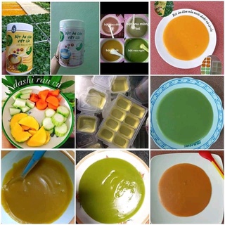 Bột ăn dặm Việt Lộc cho bé từ 4 tháng trở lên(freeship,combo 1 hộp có rau 500gr +1 hộp không rau 500gr)