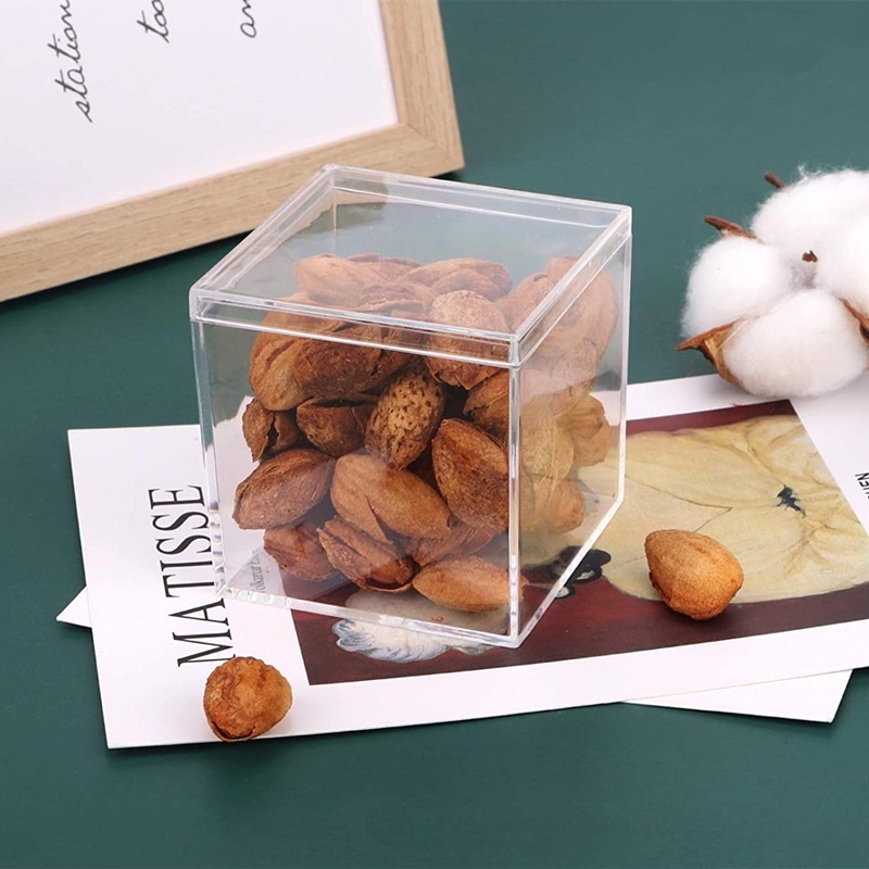1 Hộp Vuông 5.5cm Bằng Nhựa PS Trong Suốt Có Nắp Đậy Mini Đựng Trang Sức Kẹo Bánh Kẹo Đồ Ăn Vặt Để Bàn