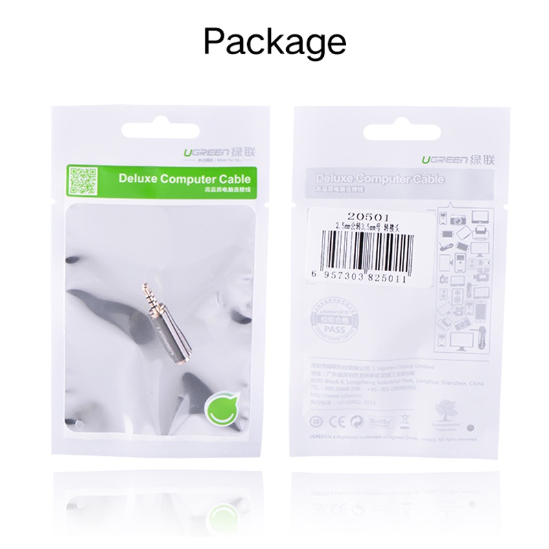 Ugreen Cáp Chuyển Đổi Âm Thanh Từ Giắc Cắm 3.5Mm Sang 2.5Mm Chuyên Dụng Cho Loa Aux