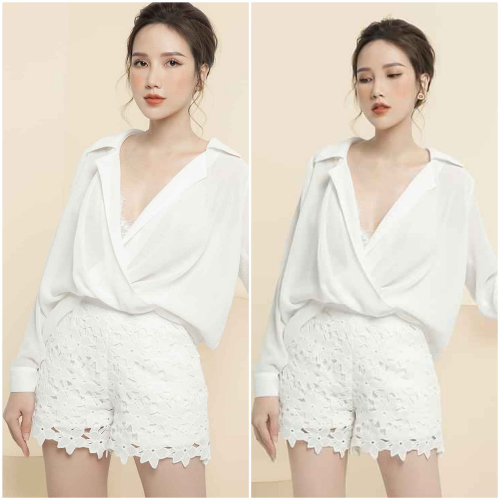 Quần sort ren màu trắng xinh xắn, có lớp lót bên trong