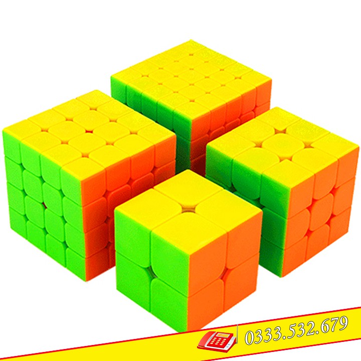 Combo 4 Hộp Rubik Qiyi MoYu 2x2, 3x3,4x4, 5x5 Trơn, Mượt. Rubic Đồ Chơi Phát Triển Kỹ Năng Cơ Bản