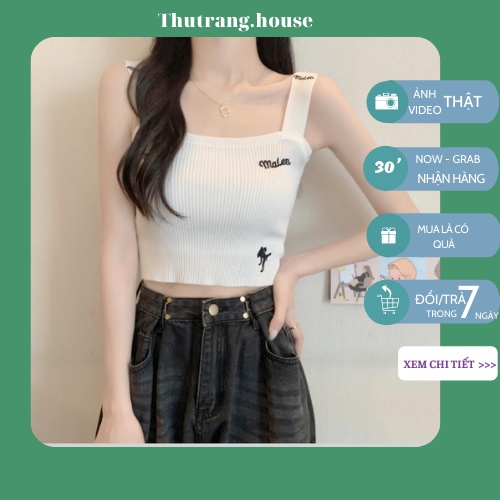 Áo Hai Dây Bản To Dáng Croptop Nữ Dáng Lửng Chất Cotton Len Siêu Hot M25