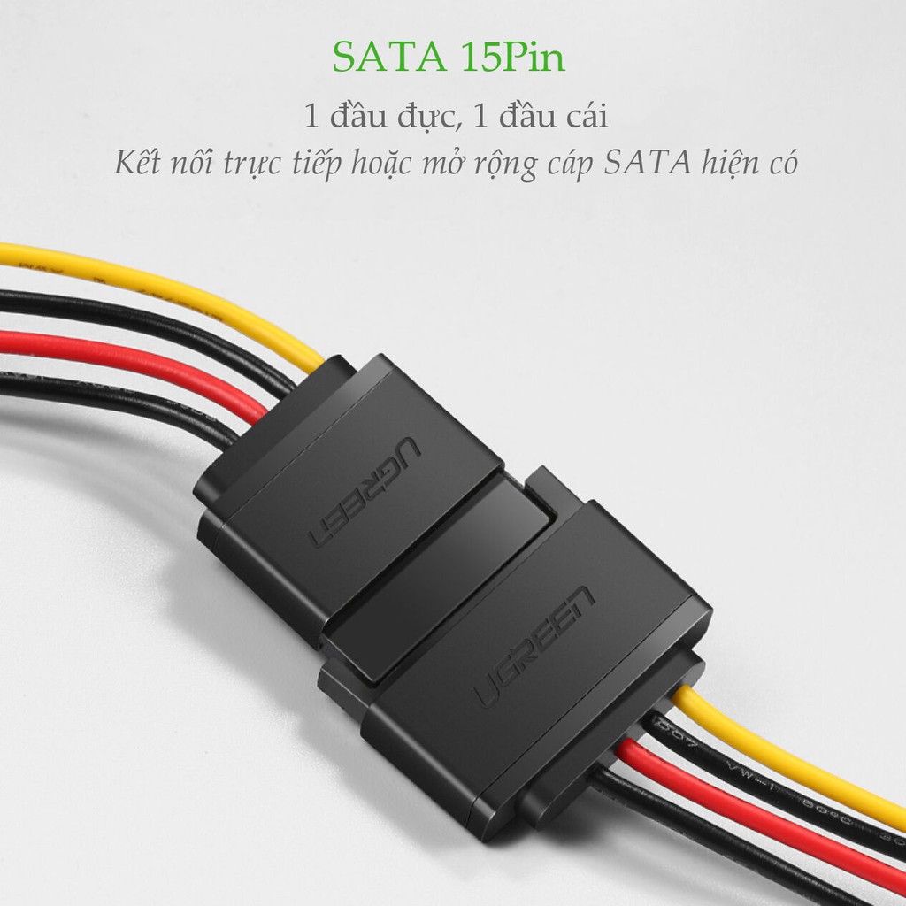 Cáp nguồn SATA 15Pin UGREEN US283 kết nối nguồn điện máy tính với ổ cứng Serial ATA, SSD, ổ đĩa quang, đầu ghi DVDB