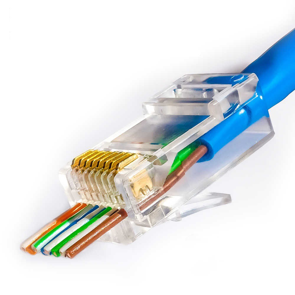 100 Đầu Mạng RJ45 Cat5e AMTAKO 53P Vỏ Nhựa Trong Suốt, Lõi Đồng Nguyên Chất