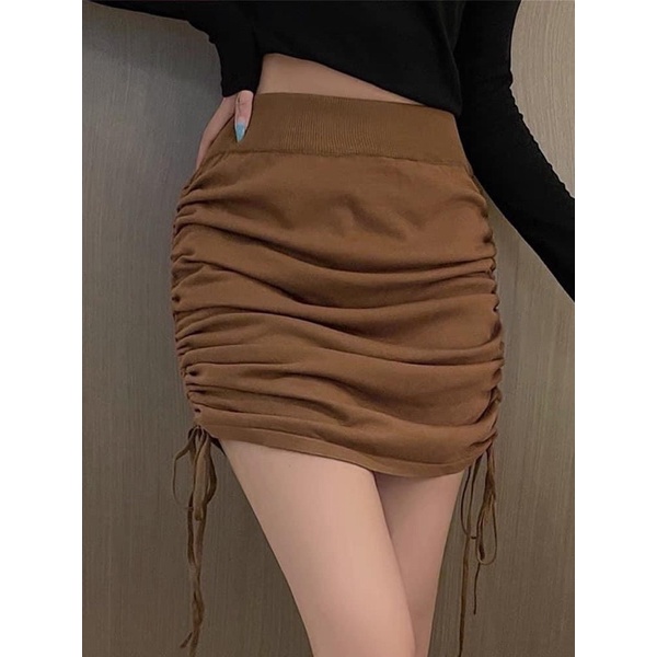 [ CÓ ẢNH THẬT + VIDEO TỰ QUAY ] Chân Váy Len Về Có 2 Màu Đen,Nâu Dây Rút Dày Dặn Cao Cấp Hàng Loại 1 | BigBuy360 - bigbuy360.vn