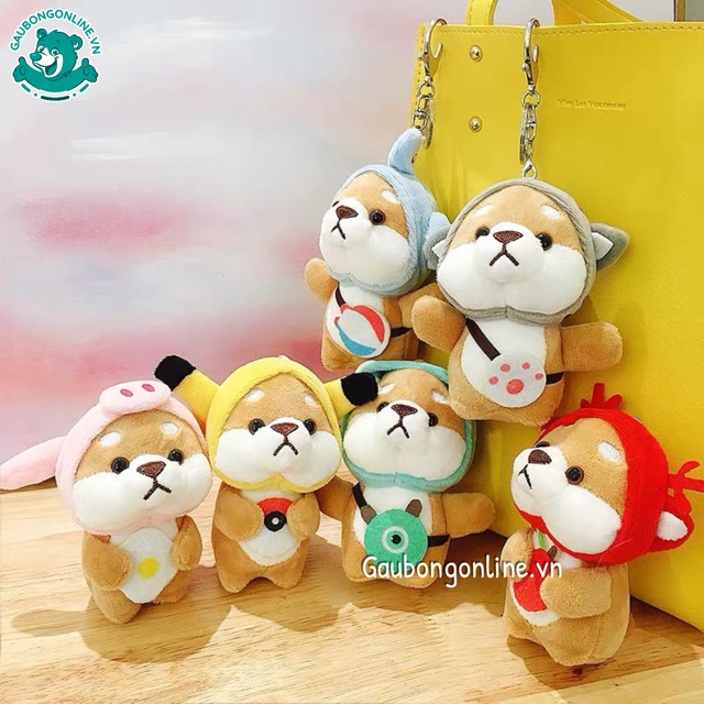 Móc Khóa Chó Shiba Cosplay bằng bông treo balo siêu dễ thương