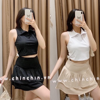 Croptop cổ polo sát nách