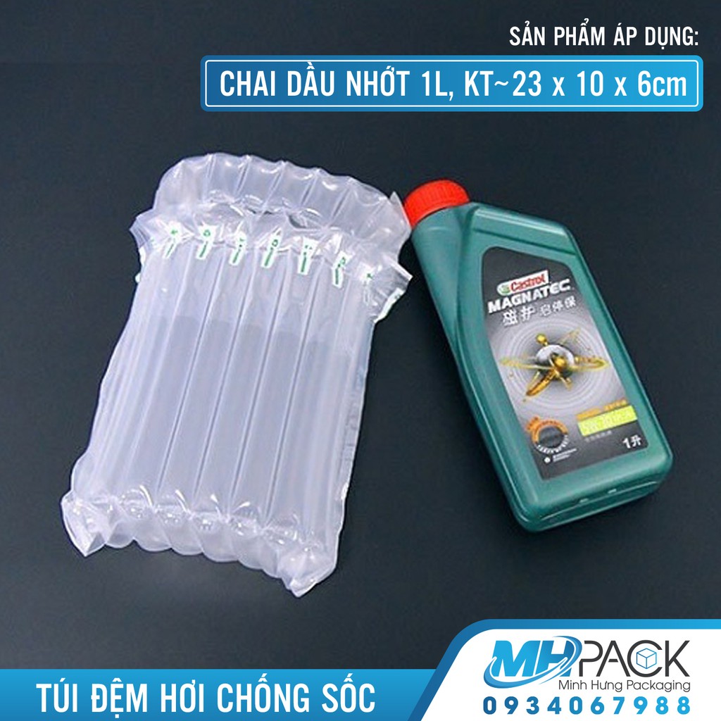 Đệm hơi túi đựng can dầu nhớt 1L 23x10x6 túi gói hàng chống sốc sữa bột, mỹ phẩm, chai lọ thủy tinh, dầu nhớt