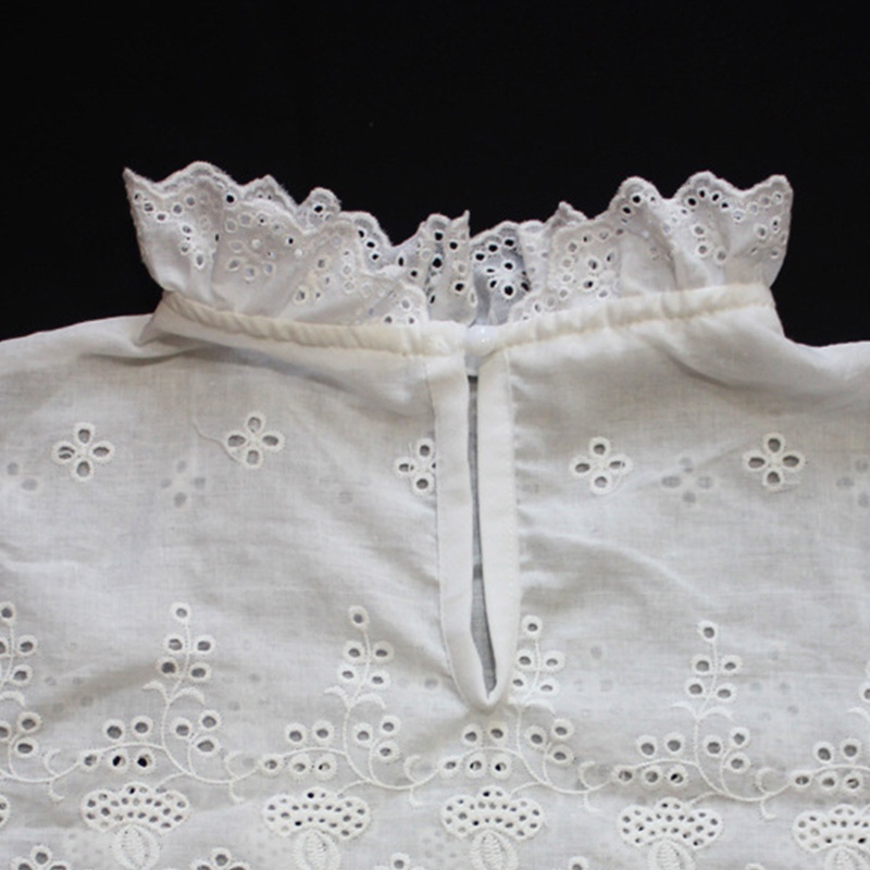 Han Áo Kiểu Chui Đầu Giả Cổ Đứng Xếp Nếp Phối Ren Rỗng Thêu Hoa Có Thể Tháo Rời Cho Nữ Ha