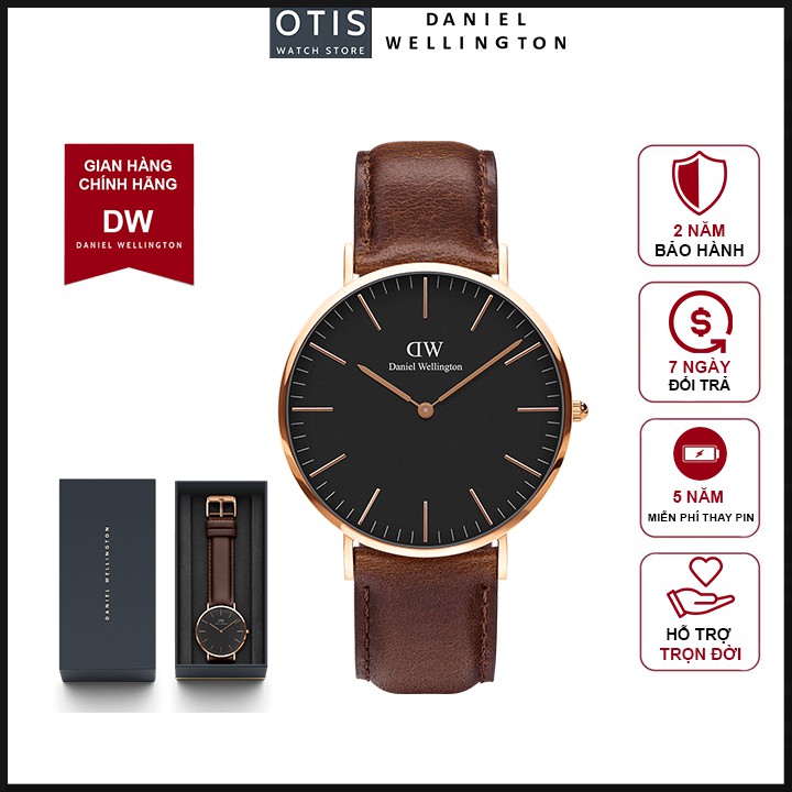 Đồng Hồ Nam Nữ Daniel Wellington Classic Bristol Rose Gold Black DW Chính Hãng - OtisWatch