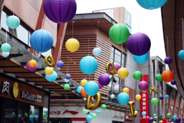 Đèn lồng Vải tròn chống nước trang trí Mừng Lễ Phật Đản, khu du lịch cửa hàng, studio chụp ảnh Tết, trang trí Chợ Quê