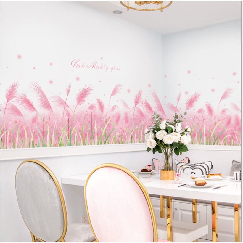 Decal dán tường hàn quốc trang trí, decor phòng ngủ phòng khách hình cây hoa lá 3D