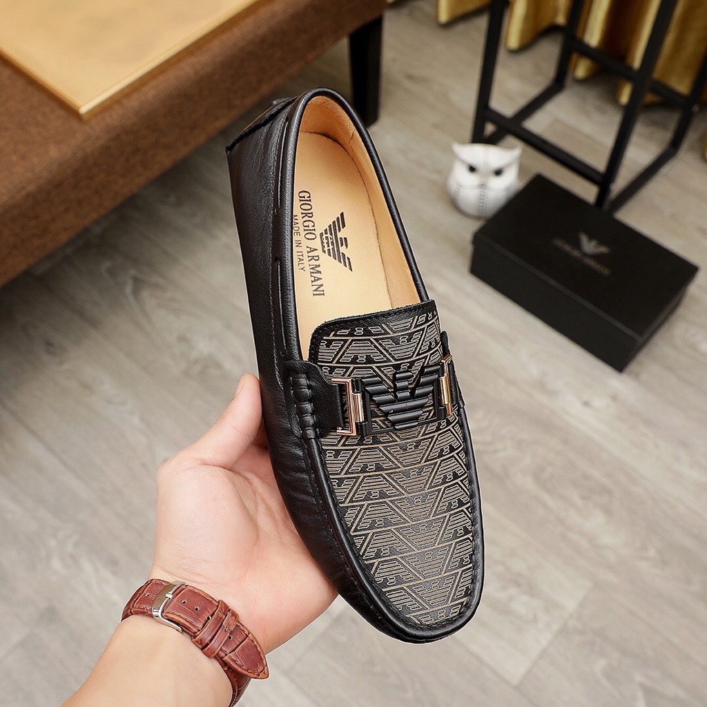 Giày lười nam da thật Armani thiết kế sang rọng với lớp da cao cấp