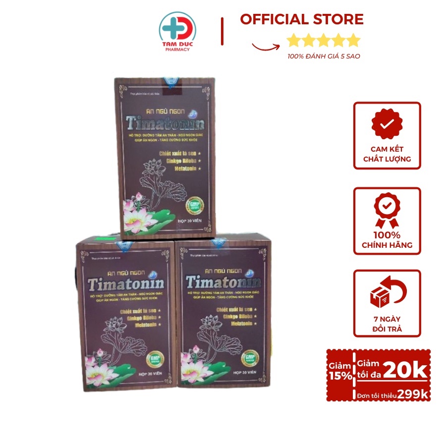 Viên Ăn Ngủ Ngon Timatonin - Giúp dưỡng tâm an thần, tạo giấc ngủ sâu, tăng cường tuần hoàn máu não