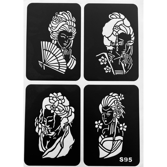 KHUÔN XĂM TATTOO HÌNH GEISHA tấm A4