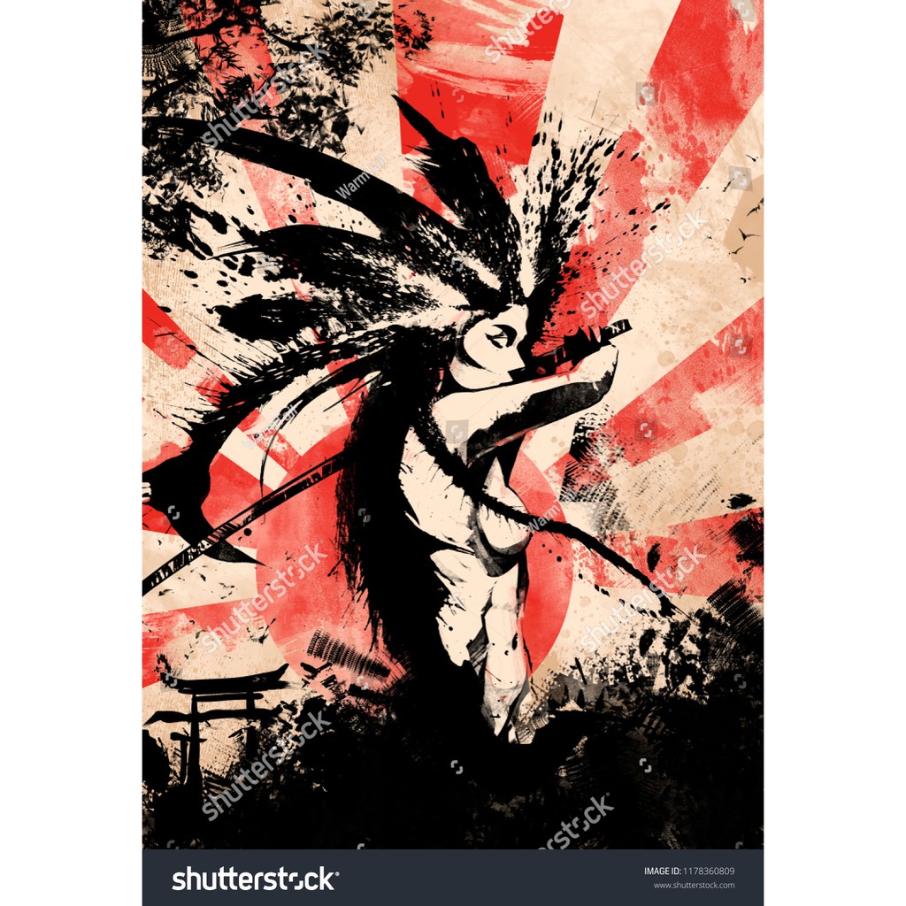 Tranh lụa 3d Samurai Nhật Bản SMRNB-04