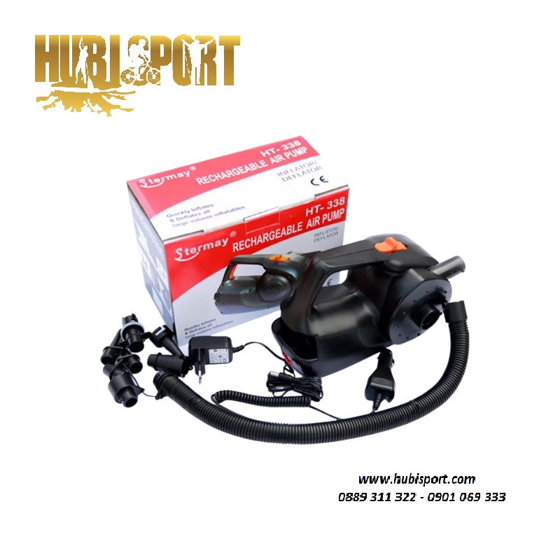Stermay HT-338 Sạc Bơm Điện Bơm Hơi Máy Bơm Không Khí Cho Ván Bơm, Thuyền Kayak Không Khí Ga Giường Cao Cấp AC/Ô Tô 12V