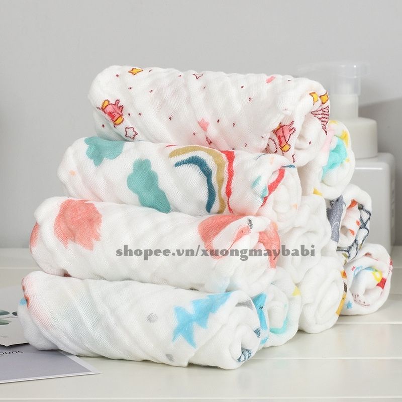 Khăn xô sữa nhăn cotton ( 6lớp) rửa mặt cho bé