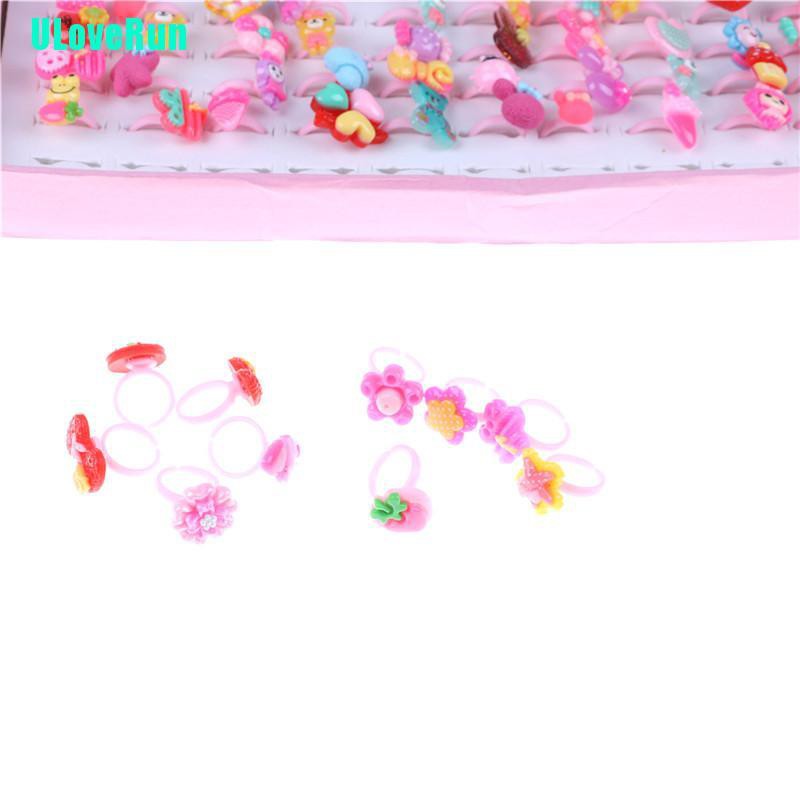 Set 10 Nhẫn Nhựa Resin Kiểu Dáng Hoạt Hình Xinh Xắn Cho Trẻ Em