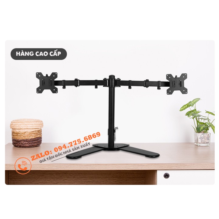 Giá Treo Hai Màn Hình Máy Tính Đặt Bàn - Tay Đỡ 2 Màn Hình Để Bàn - Model: M042 - Hỗ Trợ Màn 17 - 27 Inch - Xoay 360 Độ