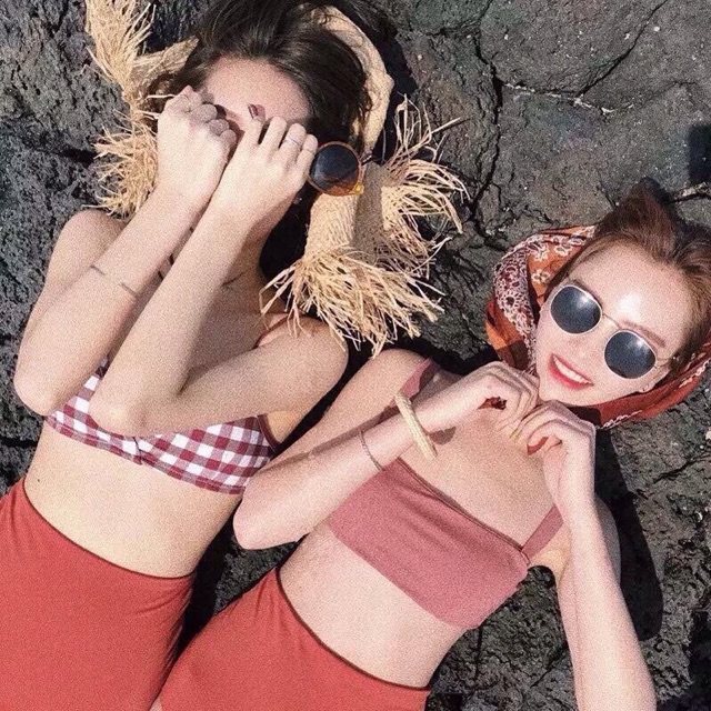 Bikini 3 mảnh Hàn Quốc caro cam BBC180008M1 | BigBuy360 - bigbuy360.vn