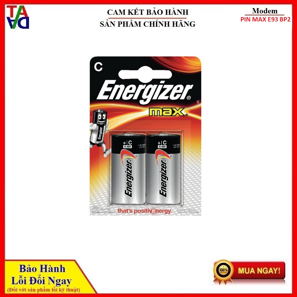 PIN C ENERGIZER MAX E93 BP2 - HÀNG CHÍNH HÃNG