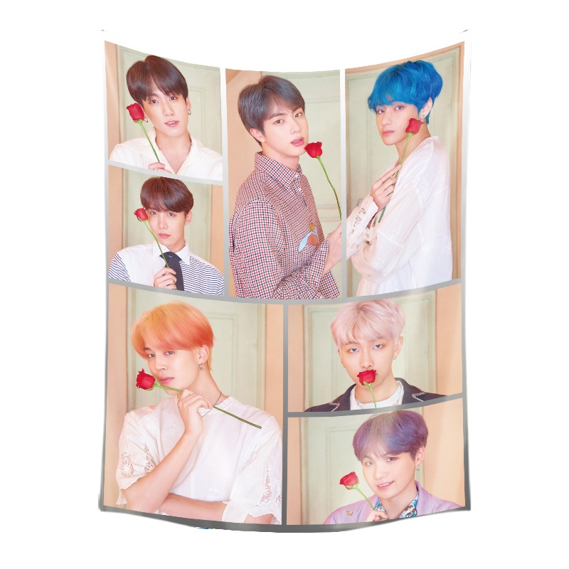Thảm Treo Tường Trang Trí In Hình BTS Nam-joon Kim ,Seok Jin ,J-Hope, Min Gi ,Ji Min ,Tae Hyung ,Jeon Jung Kook