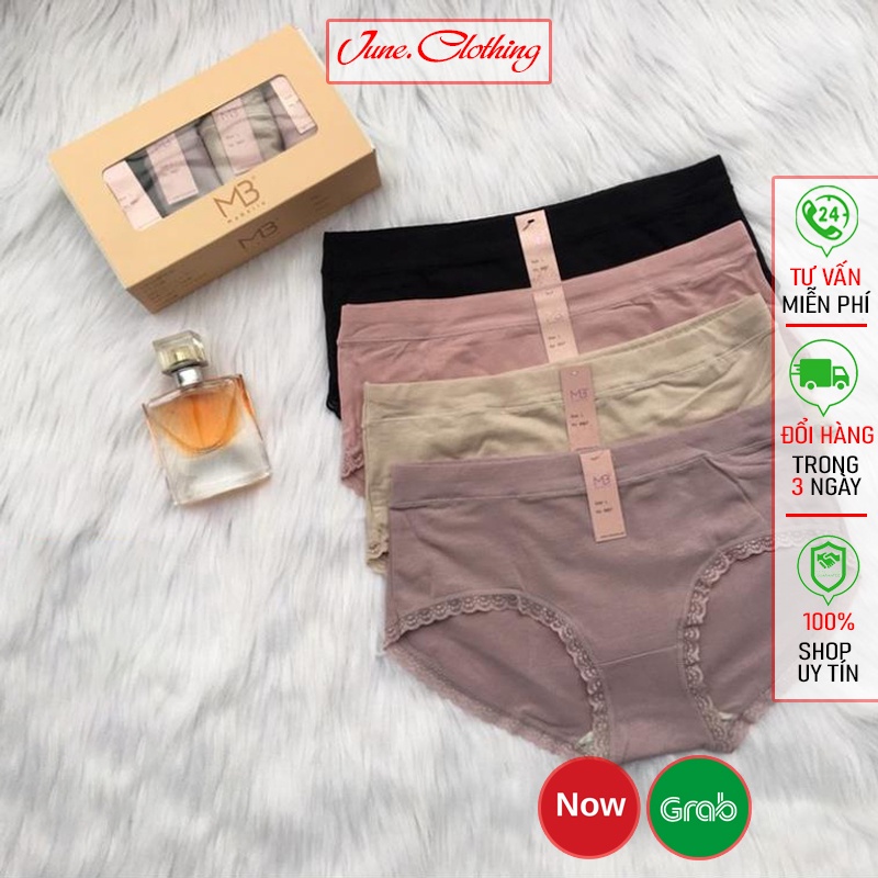 Hộp quần lót nữ kháng khuẩn cạp vừa MB8867 Set quần lót nữ MaBelle Xuất Nhật cao cấp