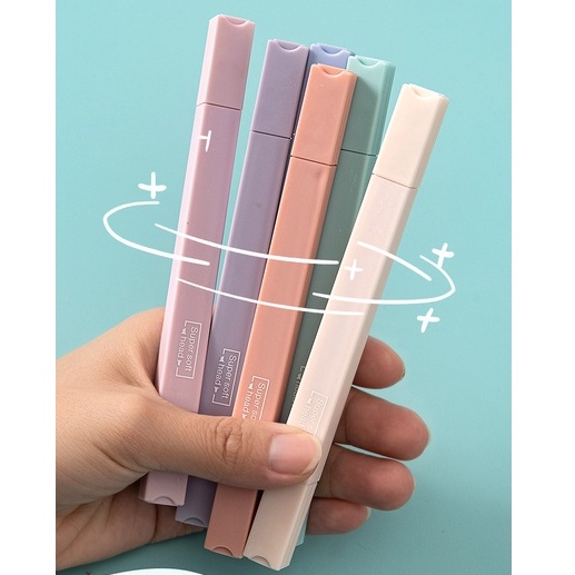 Bộ 6 bút đánh dấu Highlight Pastel vuông 1 đầu trang trí sổ siêu xinh