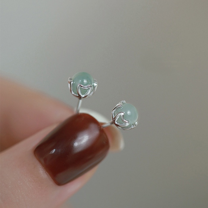 1 Đôi Bông Tai Tròn Màu Vàng Và Xanh Ngọc Bích Cỡ Nhỏ Cho Nữ