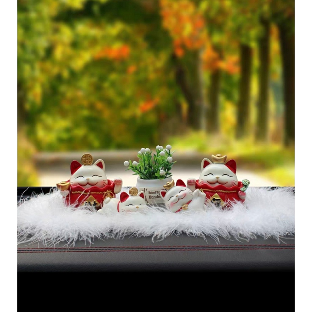 Sét Decor mèo thần tài lúc lắc trang trí taplo ô tô, xe hơi, bàn làm việc...