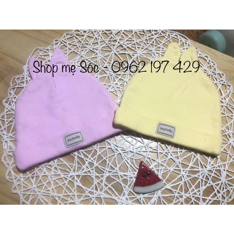 Set mũ yếm cotton tai thỏ cho trẻ sơ sinh