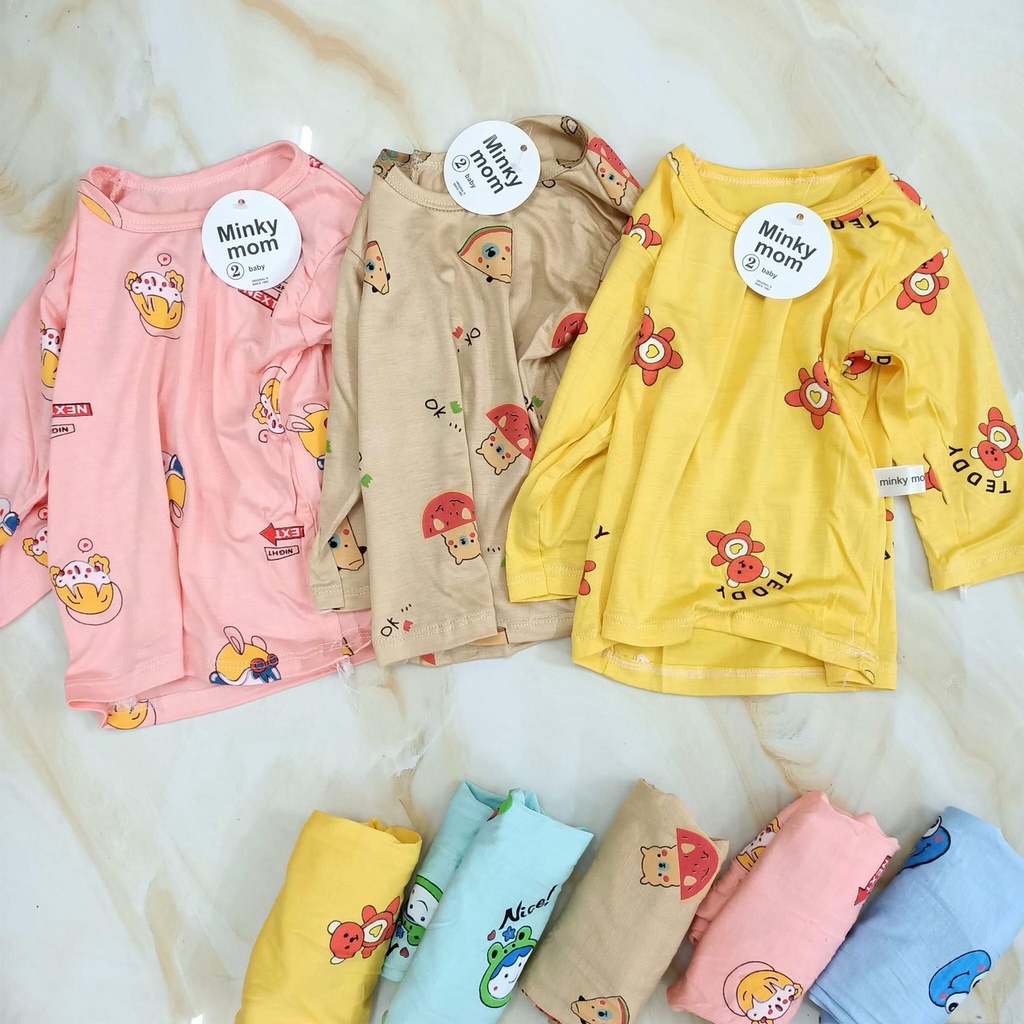 [XẢ KHO] Bộ Dài Tay Thun Lạnh MINKY MOM Cho Bé Sơ Sinh - GIAO HÌNH IN NGẪU NHIÊN - Bé Từ 5-15KG Dưới 24 tháng tuổi