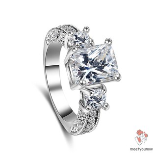 Nhẫn đính đá hình khối lập phương thời trang thanh lịch dành cho nữ