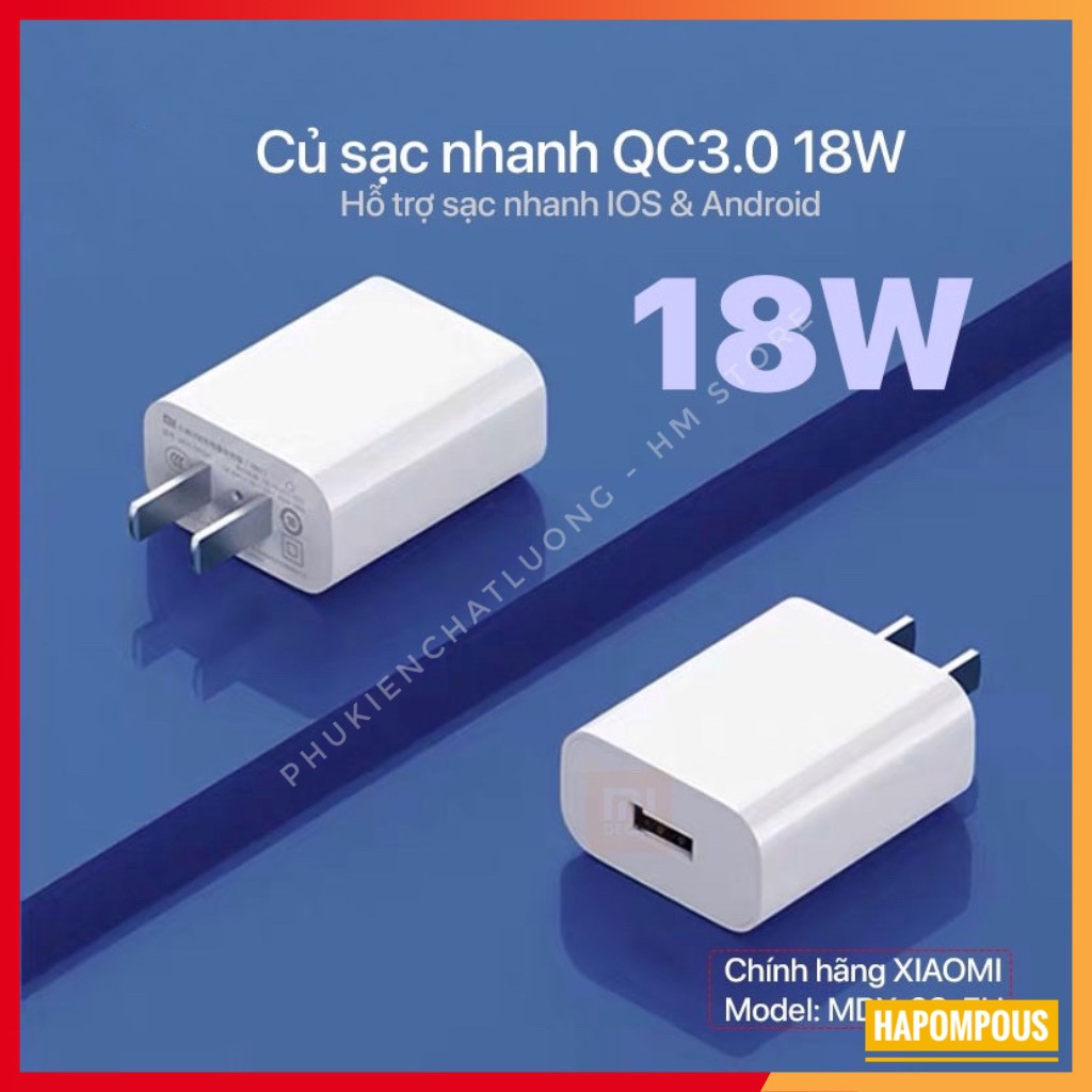 [Mã 2404EL10K giảm 10K đơn 20K] Củ sạc nhanh 18W Xiaomi MDY-08-EH (Trắng) Quick Charge 3.0