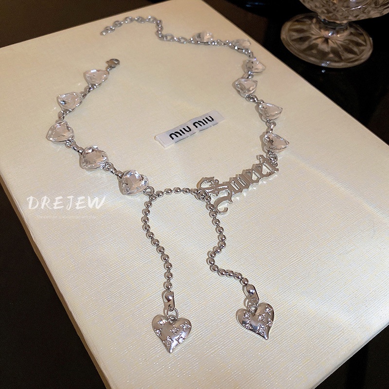 Dây chuyền DREJEW kim loại mặt trái tim đính đá phong cách hip hop Âu Mỹ thời trang