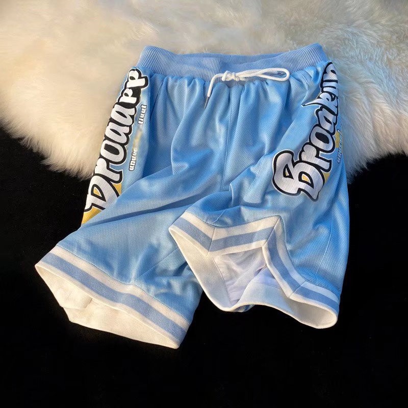 Quần ngắn ống rộng Lưng Thun In Chữ Phong Cách Hip Hop Đường Phố Cho Nam Cỡ M-3XL