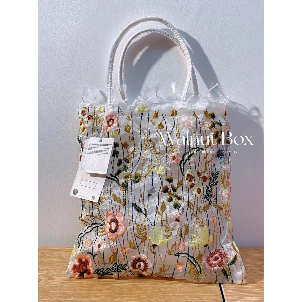 🎀New Spring and Summer Flower Embroidery Romantic Portable Shoulder Tote Shopping Bag Tote Bag