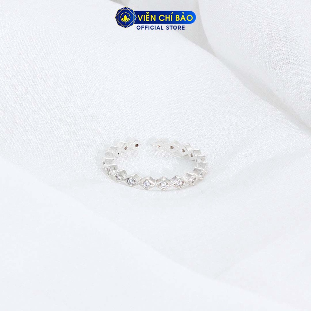 Nhẫn bạc nữ hình thoi đính đá bạc 925 thời trang phụ kiện trang sức nữ thương hiệu Viễn Chí Bảo N400511