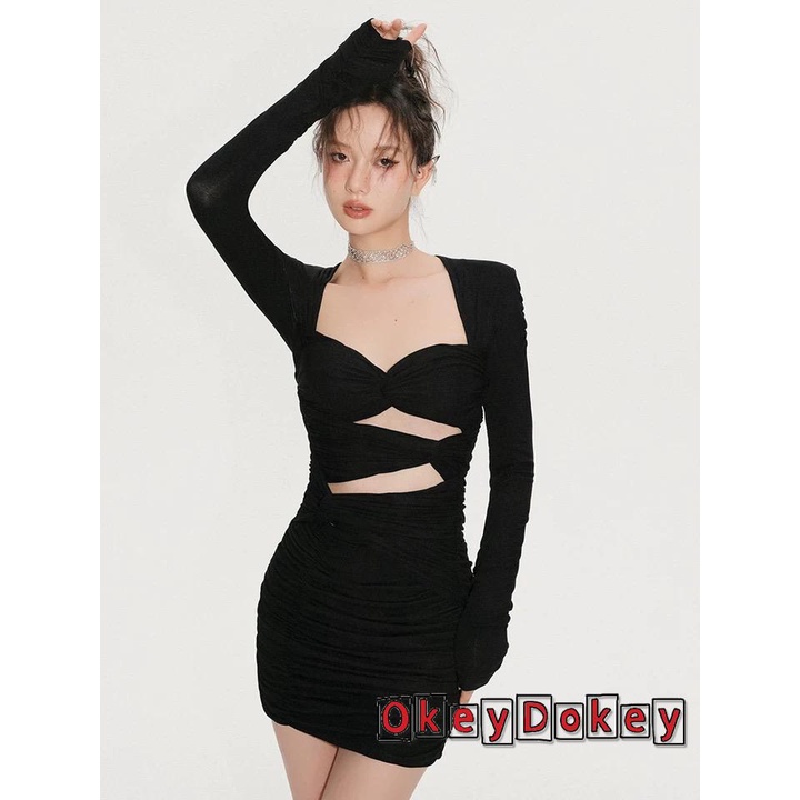 Đầm Ôm Dáng Màu Trơn Khoét Lỗ Gợi Cảm Cho Nữ