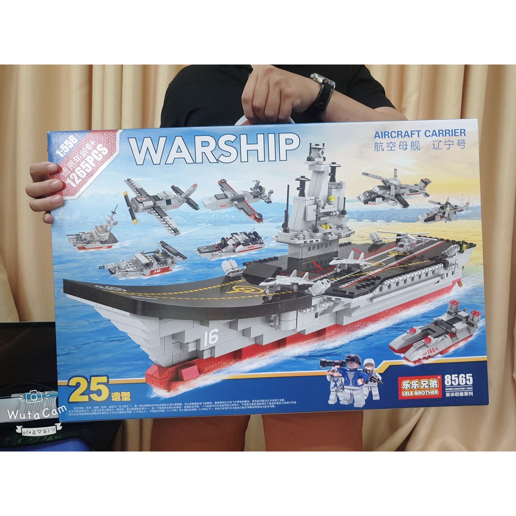 Đồ chơi lắp ráp tàu sân bay 1265 chi tiết, lego tàu chiến hạm, biến hình robot và xe swat