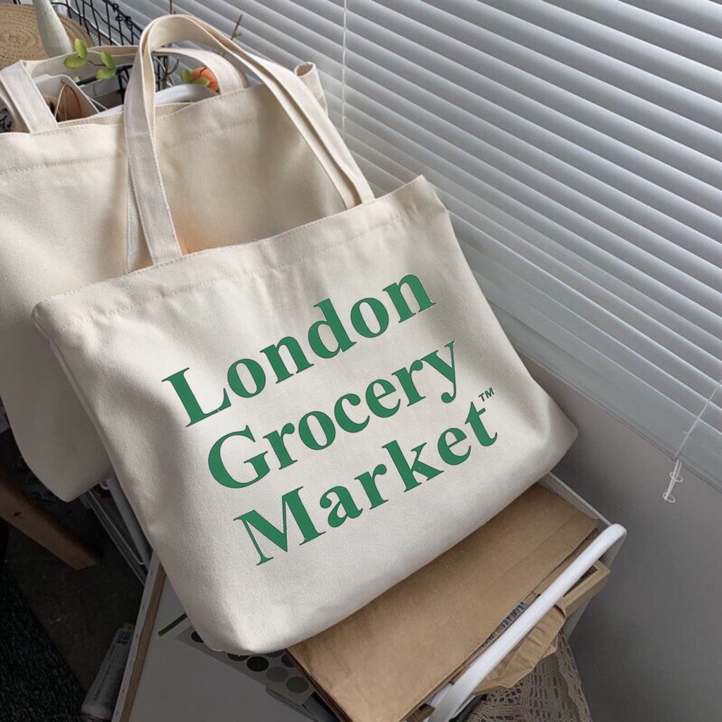 Túi tote HAZIN vải canvas ulzzang unisex đi học đi làm có khoá miệng ngăn phụ nhỏ đựng vừa khổ a4